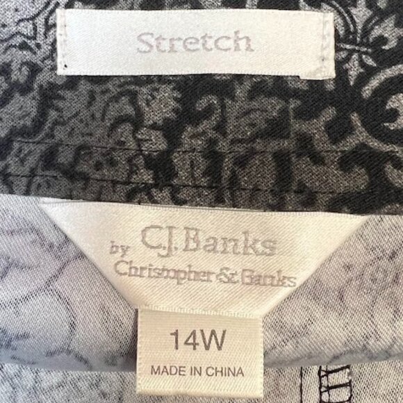 #422 Christopher & Banks Stretch Black Grey Patterned Skirt Size 14W - Picture 7 of 9